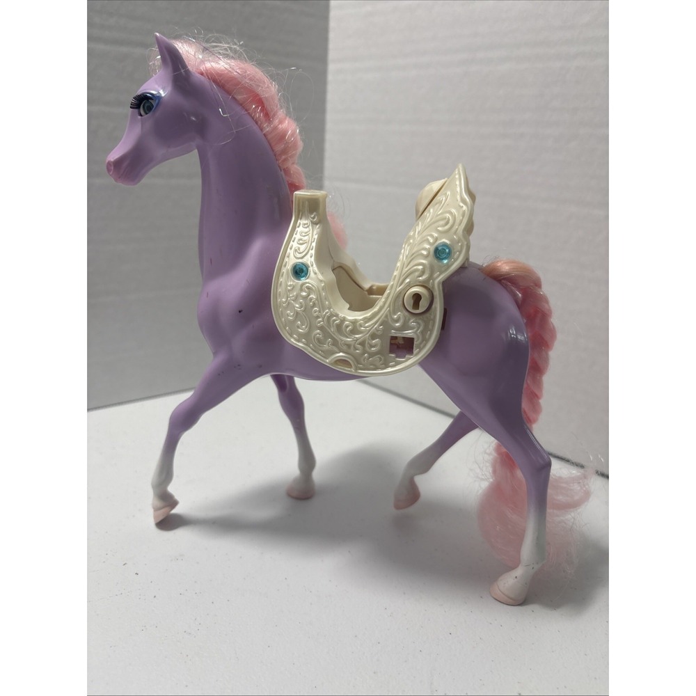 1993 TYCO Secret Wish Horse Starquest Pony Purple Pink Hair White Saddle Vintage